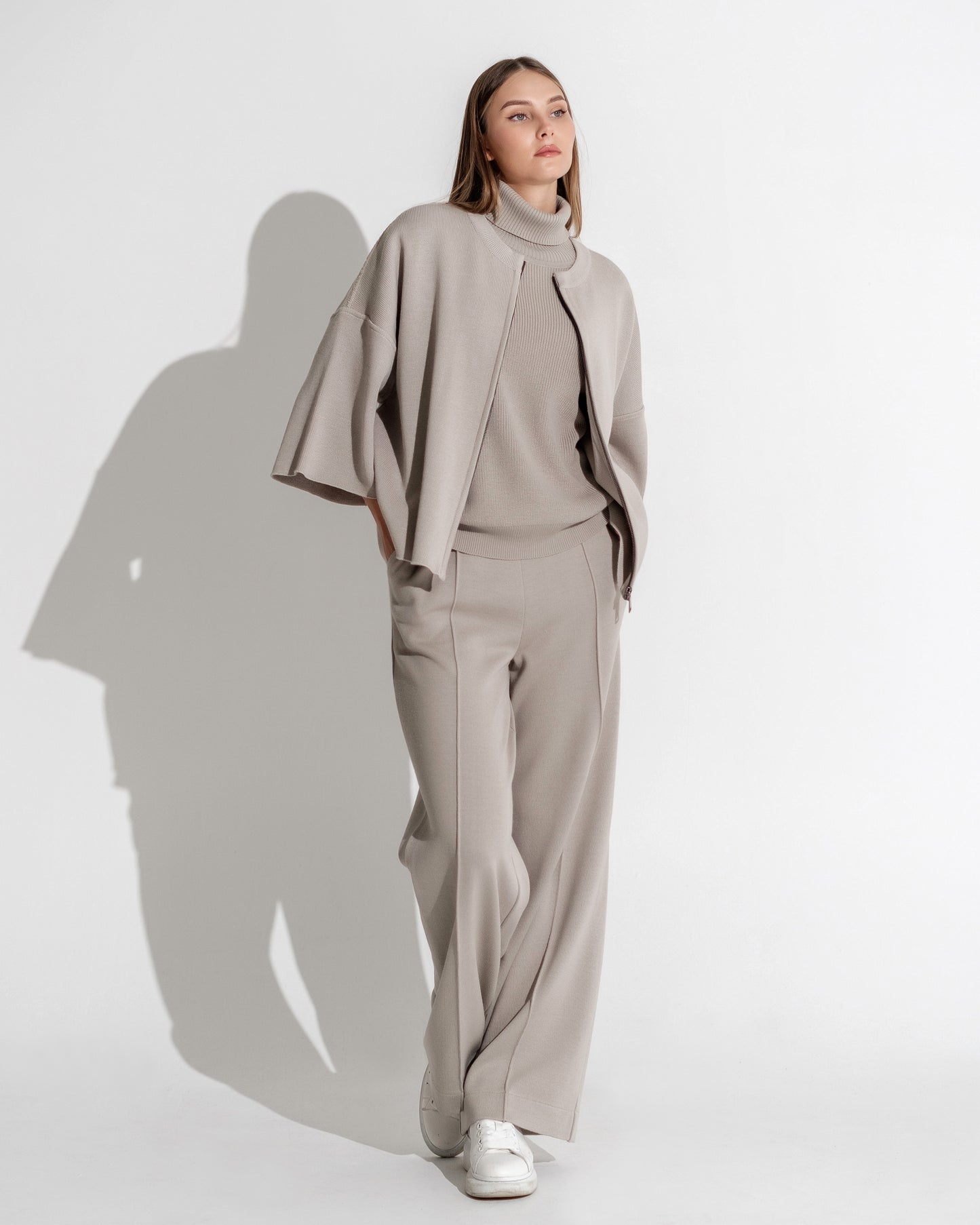 ZIPPED OVERSIZED JACKET STONE COL