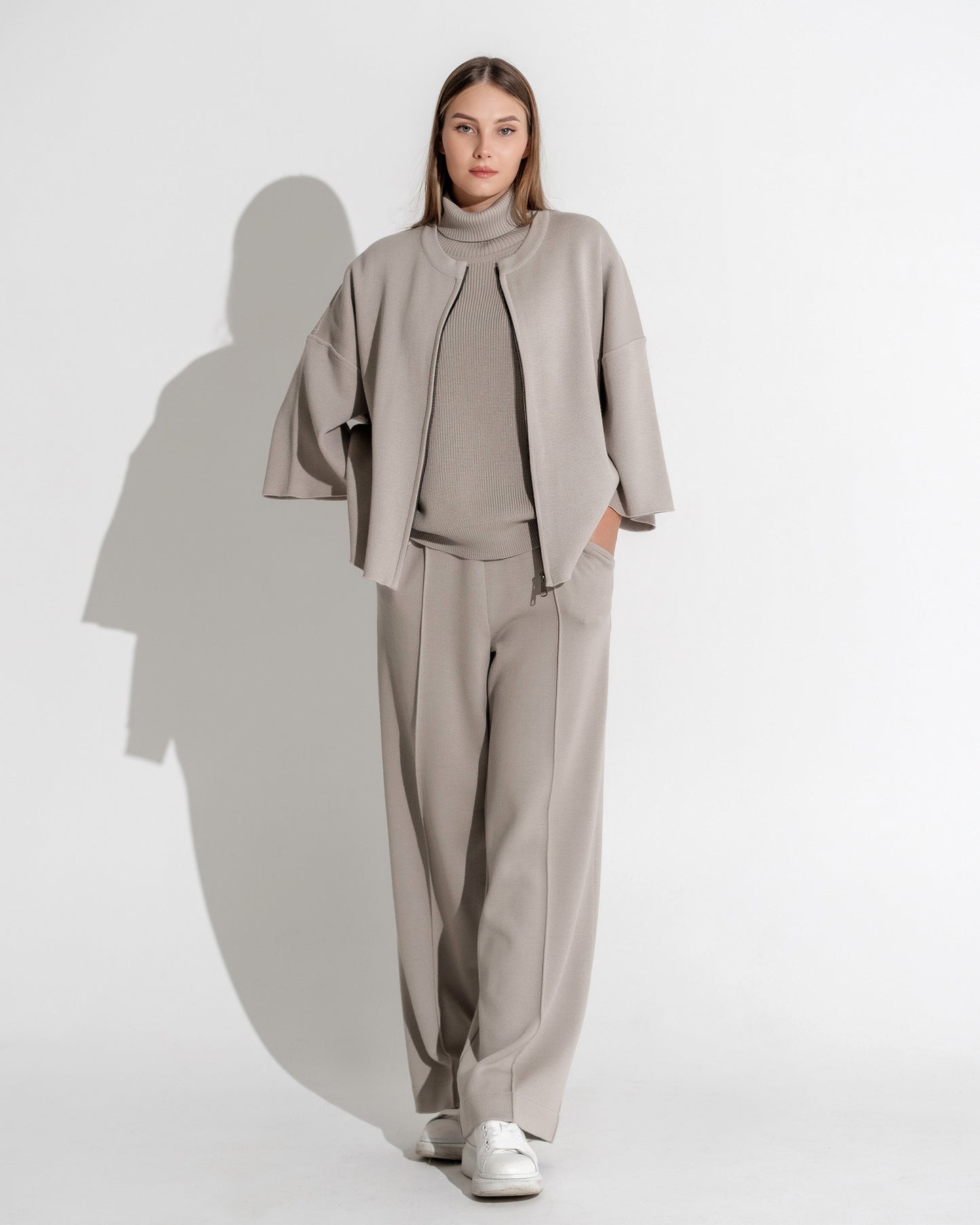 ZIPPED OVERSIZED JACKET STONE COL