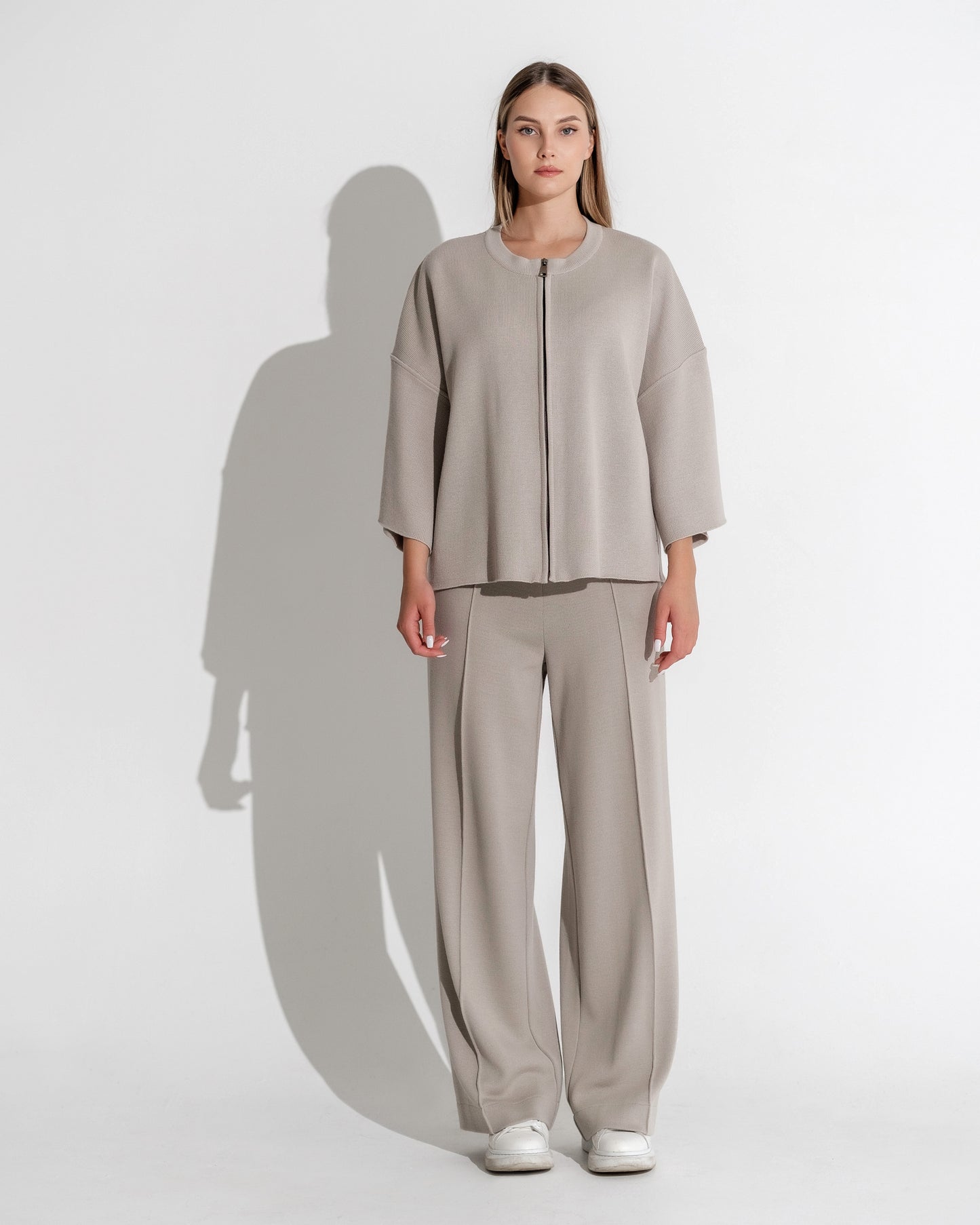 ZIPPED OVERSIZED JACKET STONE COL