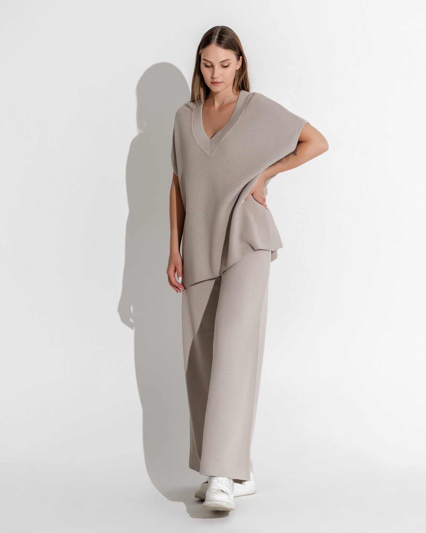 WIDE PANTS IN STONE