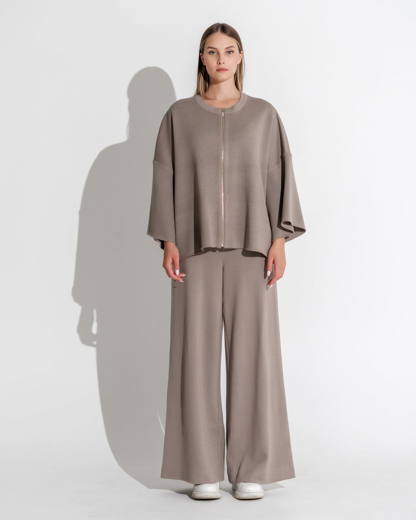 ZIPPED OVERSIZED JACKET TAUPE COL