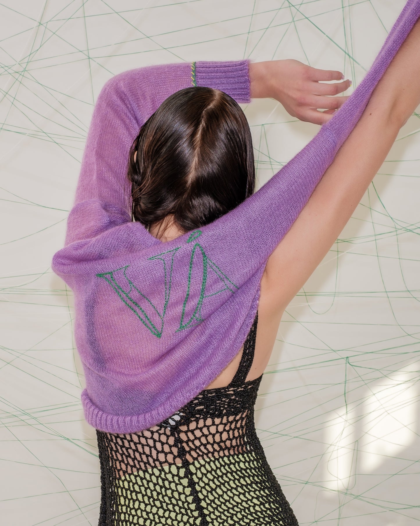 YOUR OWN embroidery on pullover in lilac