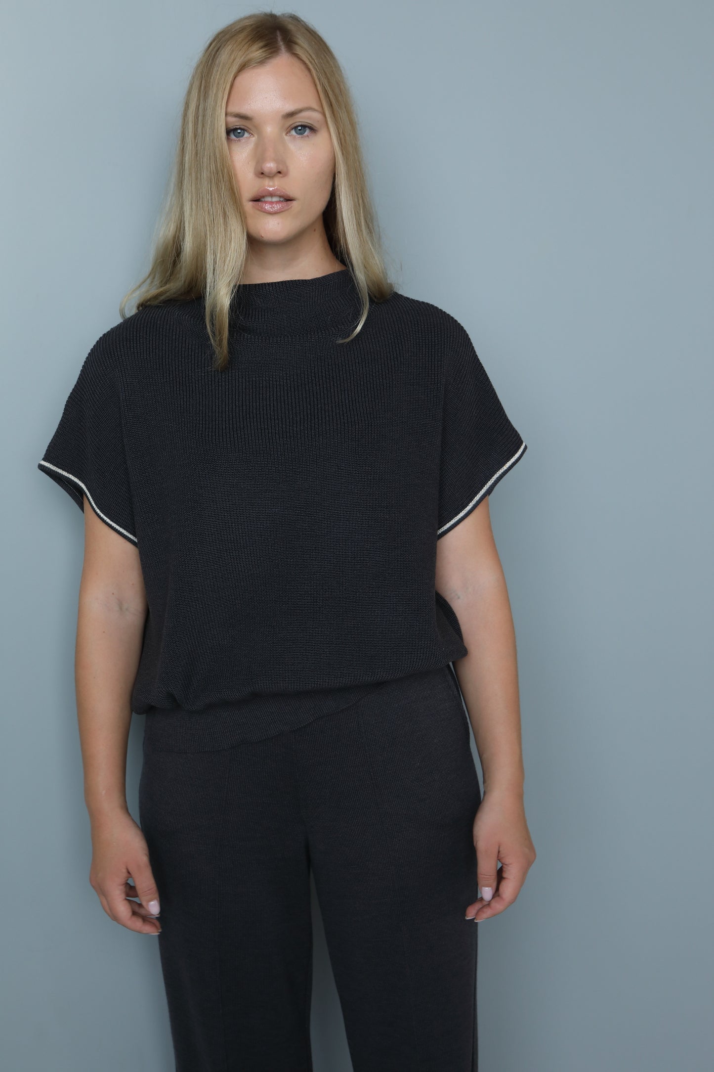 COWL NECKED VEST in antrachite