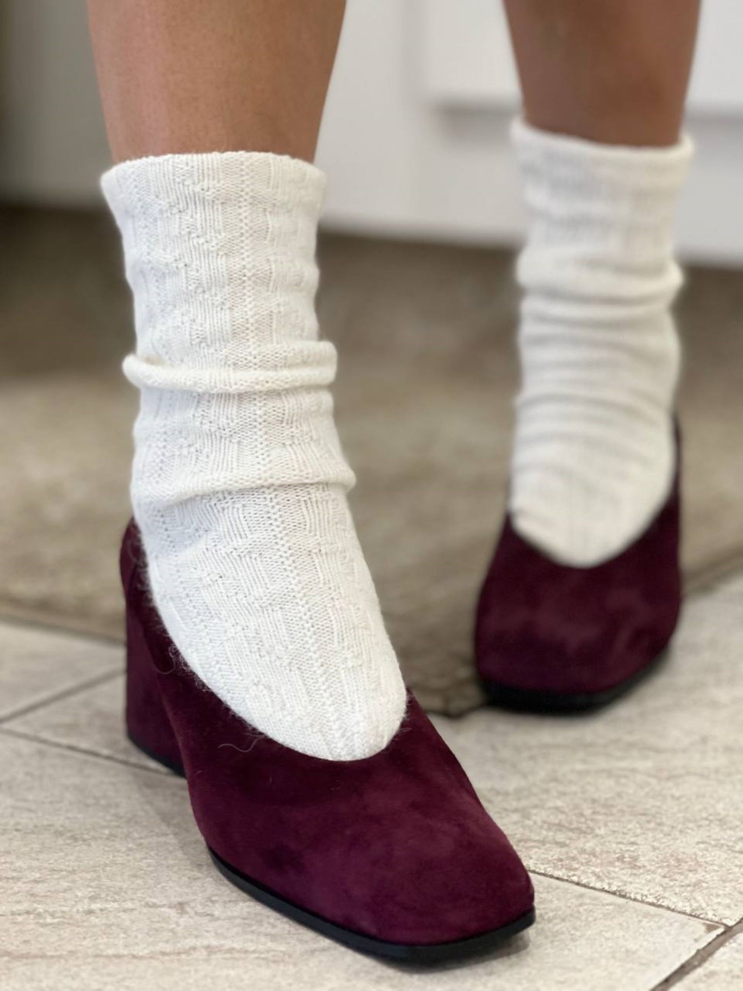 Angora socks in white