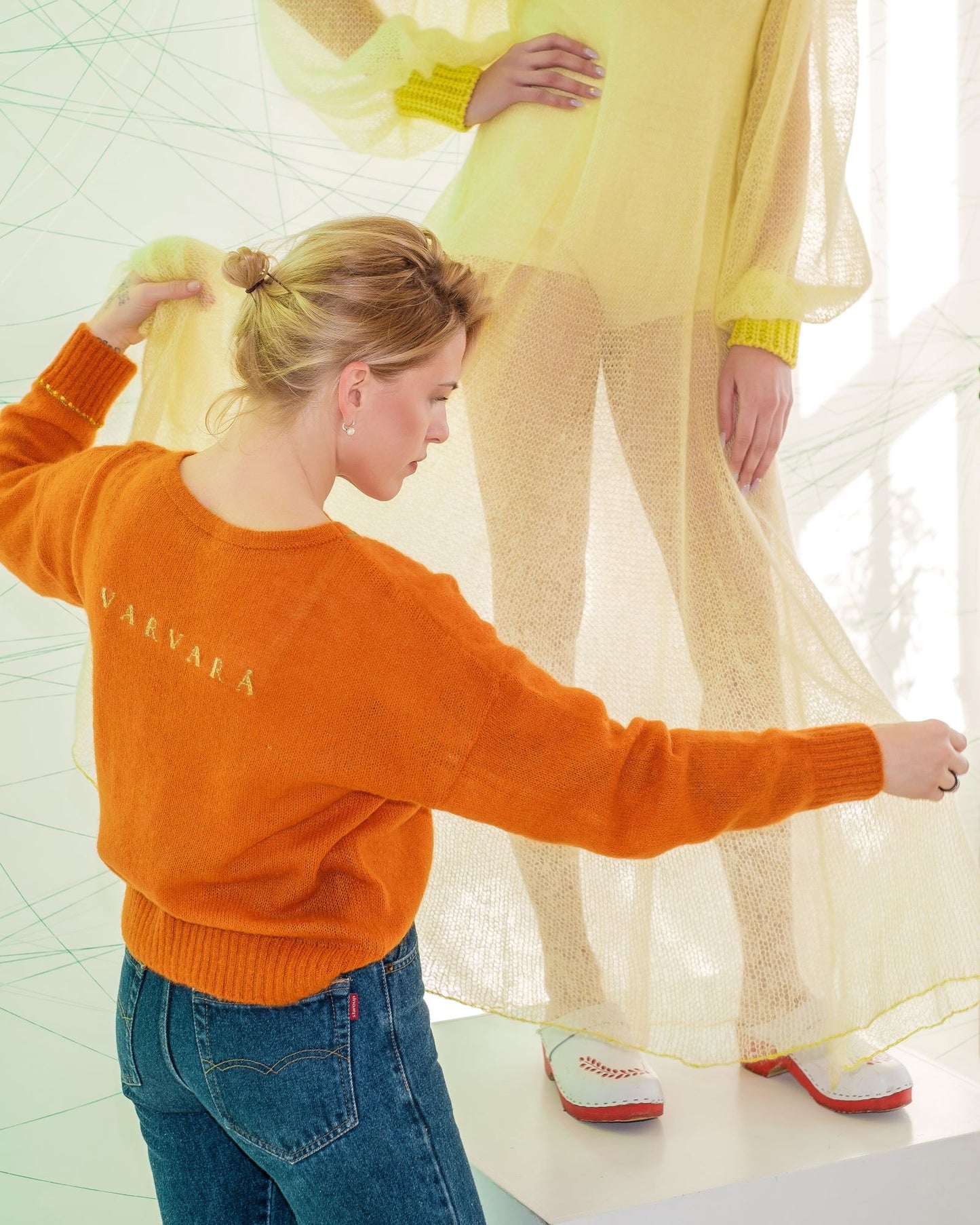 YOUR OWN embroidery on pullover in yellow