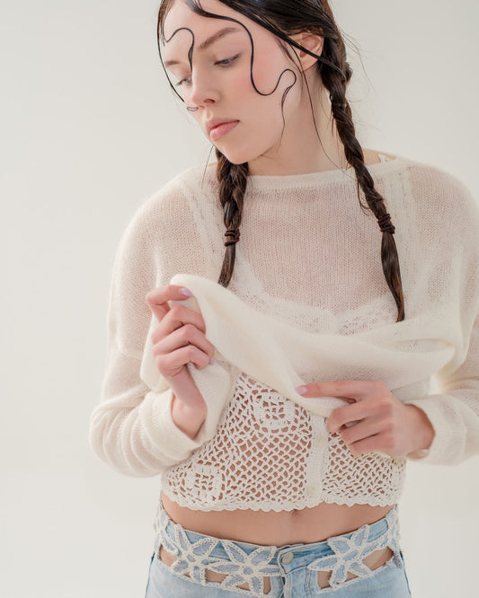 Mohair pullover in white