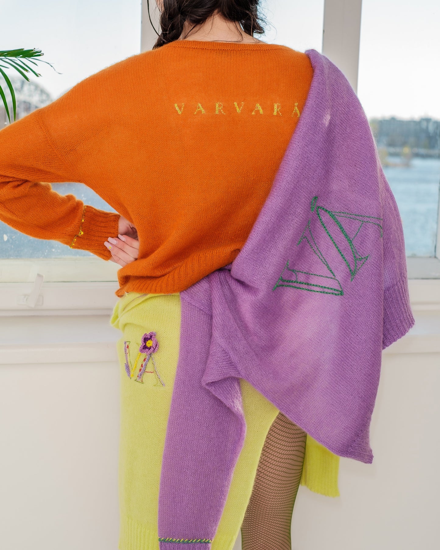 YOUR OWN embroidery on pullover in orange